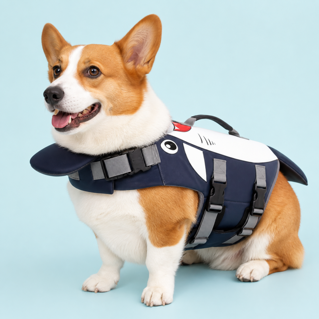 Shark-Style Dog Life Jacket with Easy-Move Fit