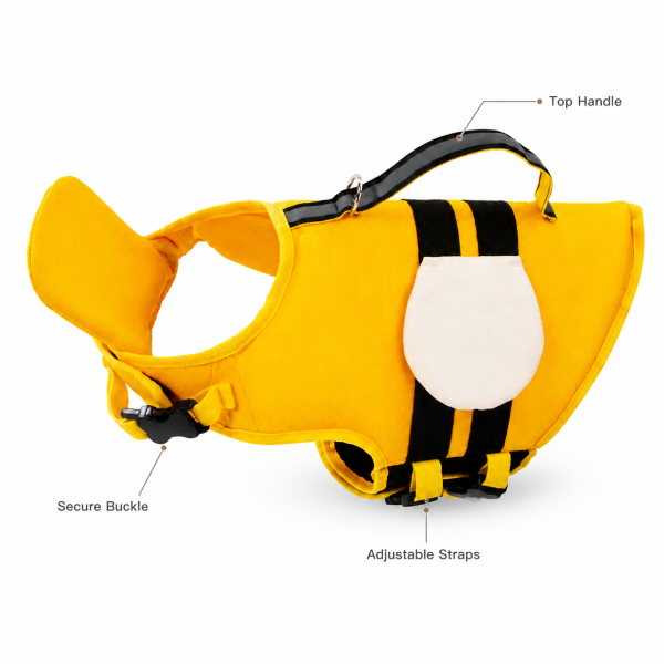 Talenori 媒体包候选图 - 卖点说明图 Yellow Bee Dog Life Jacket