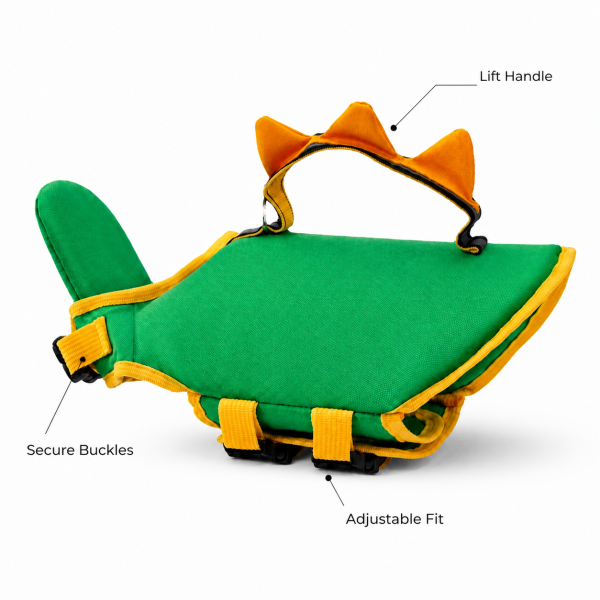 Green Dinosaur Dog Life Jacket